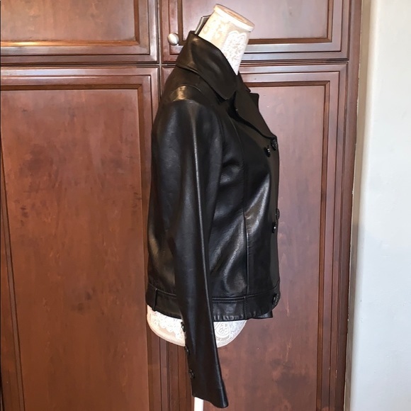 NEW NWT Cole Haan black lamb skin leather jacket suede Moto  S crop coat - Picture 5 of 8
